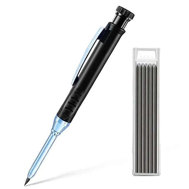 2pcs/Set 2.8mm Carpenter Mechanical Pencil Set with Built-In Sharpener for Woodworking Construction Long-Head Stationery Pencil