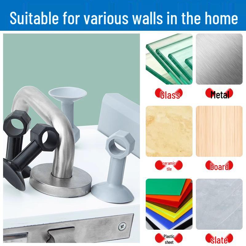 Silicone Punch-Free Door Stopper: Anti-Collision Pad and Handle Bumper for Bathroom and Toilet Doors