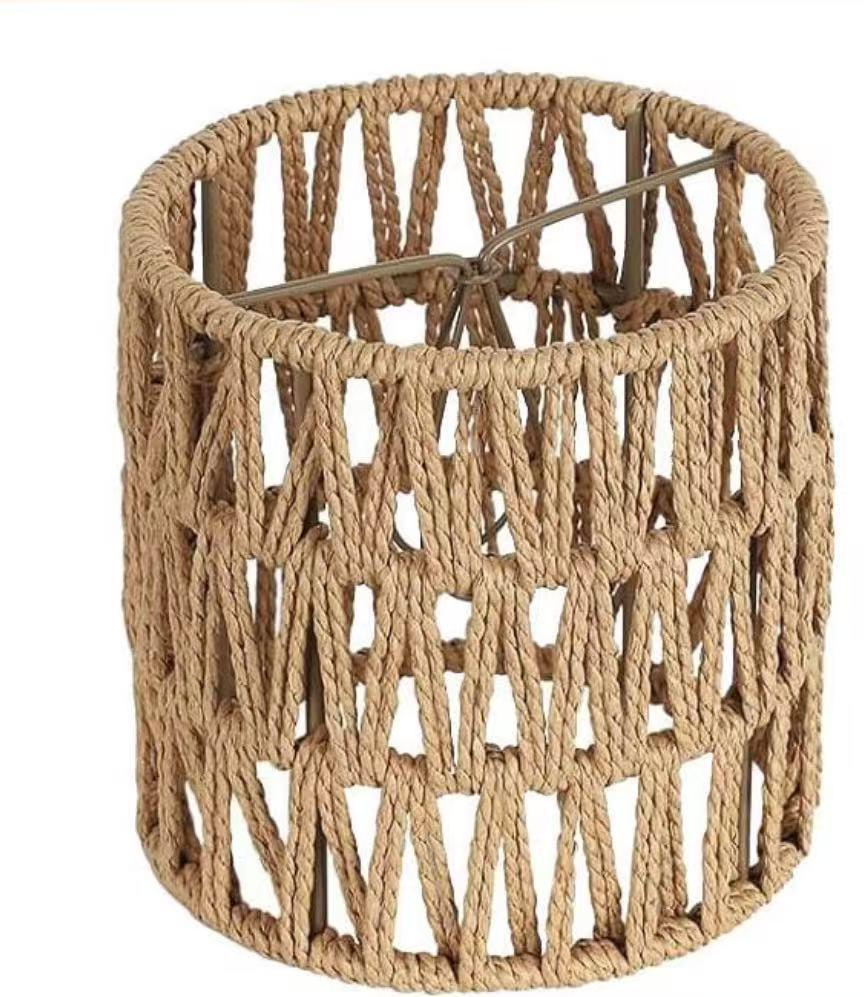 Abajur Boem din Bambus Țesut Manual cu Frânghie de Hârtie