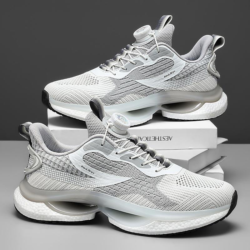 New men's shoes rotating button running shoes popcorn shock absorbing sports shoes breathable casual sports trendy shoes men