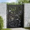 Black Garden Gate 105X130 Cm Steel Wave Pattern