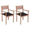 Day and Night - Day and Night Garden Chairs 2 Pcs Solid Teak Wood with Black Cushions