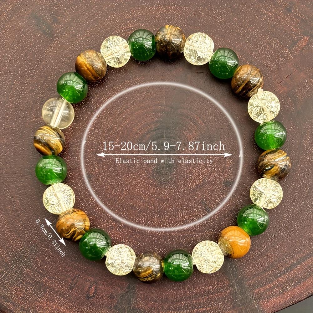 Natural Tiger Eye Green Agate Beaded Bracelet, 8mm Gemstone Bracelet, Unisex Jewelry