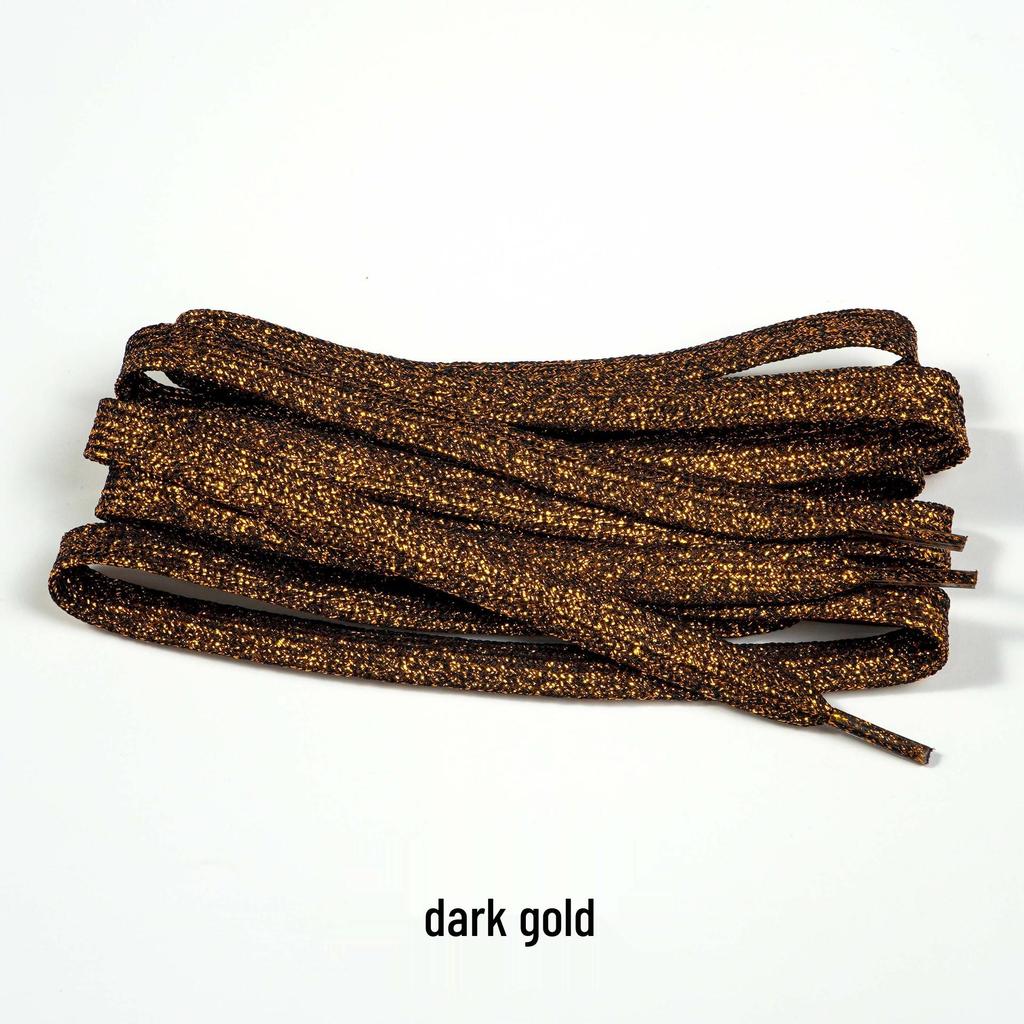 Pearlescent Gold & Silver Thread Shoelaces: Vibrant Double-Layer Flat Cords for Board, Sports, and Dance Shoes