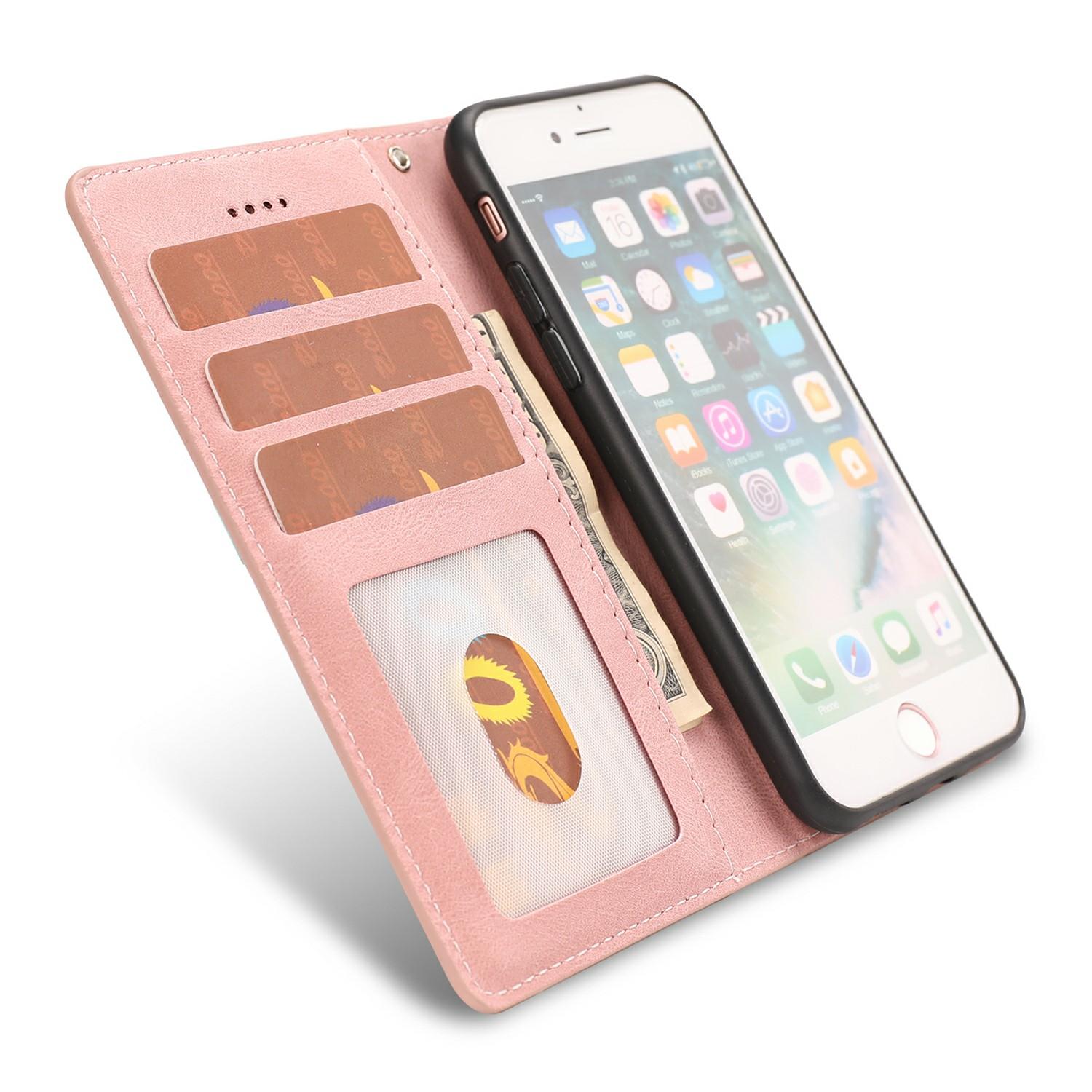 

For iPhone 16e Case PU Leather Phone Cover with Wallet Stand Red