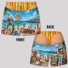 Mens Funny 3D Tropical Beach Sunset Swim Shorts Quick Dry Lightweight Summer Vacation Board Shorts Beachwear Party Gift