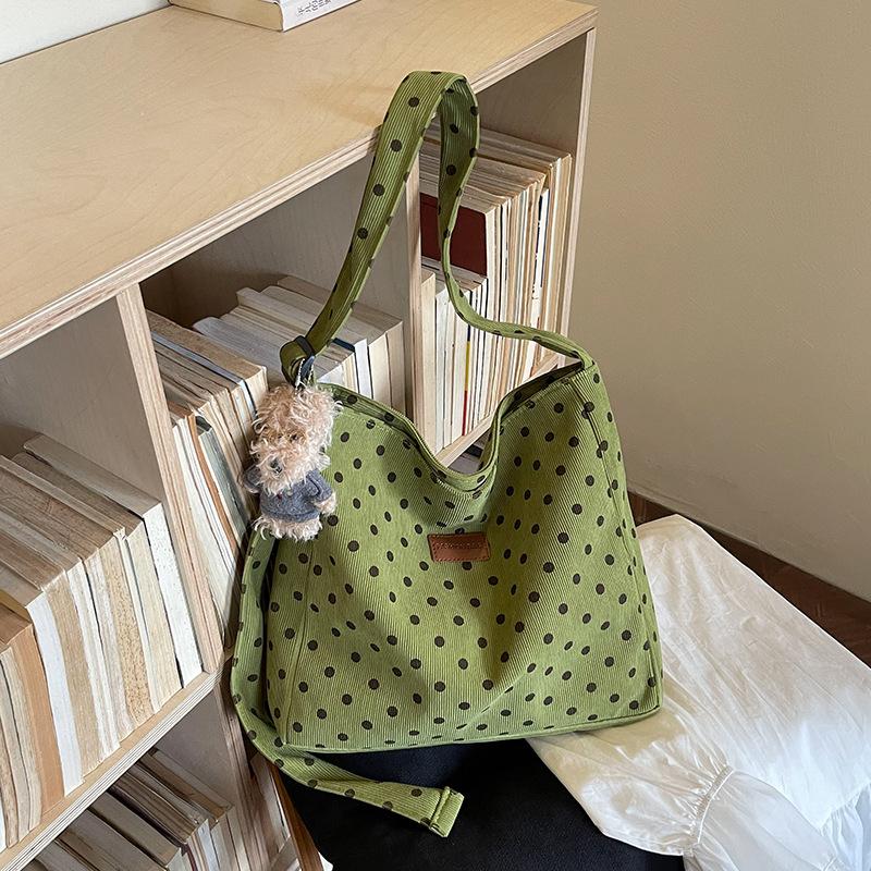 Large-capacity Dotted Bag Fashionable Shoulder Bag for College Students' Use As A Schoolbag or Shopping Bag