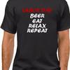 Labor Day Beer Eat Relax Repeat T Shirt Holiday Birthday Funny Humor