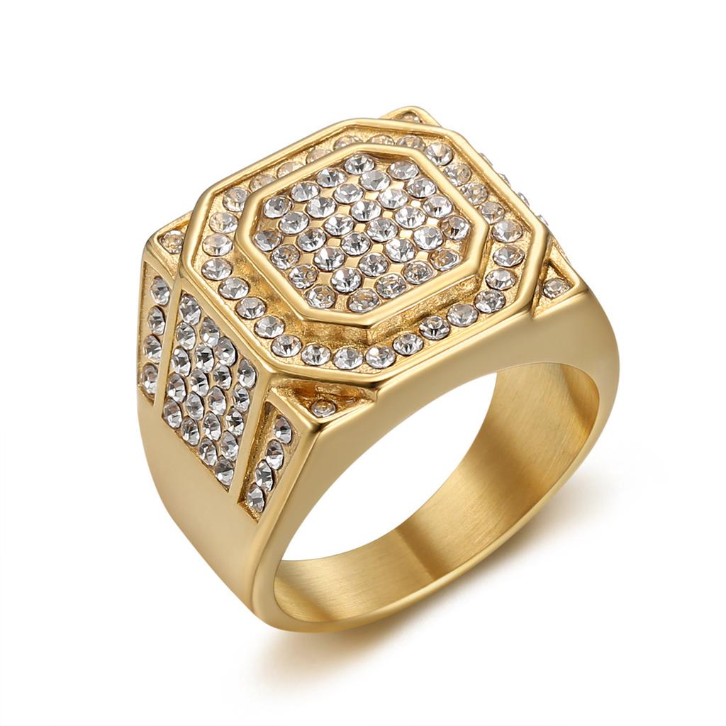 Ring New Hip-hop Nightclub Jewelry Gold-plated Diamond Men's Ring
