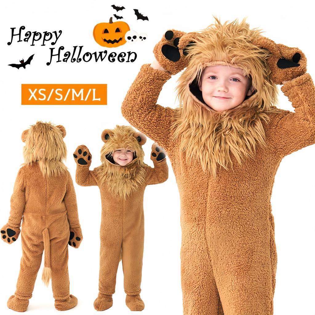 JUNDOMECY Lion Kigurumi for Animal Full Realistic and Halloween Soft and Fun Costume for Stage School Cultural and Photo Shoots Kids, Cosplay, Body,