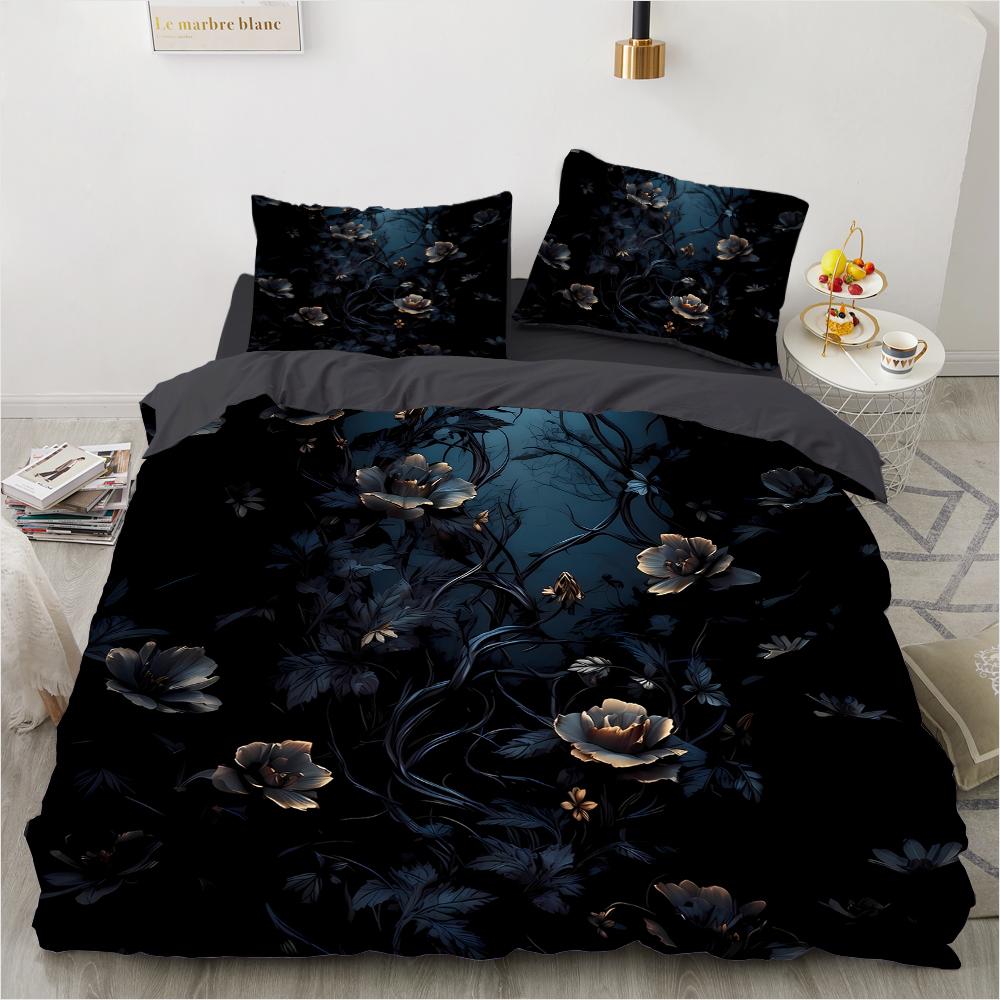 Padrão colorido retrô de borboleta com impressão 3D (conjunto de três peças) conjunto de cama de casal queen size fronha edredom