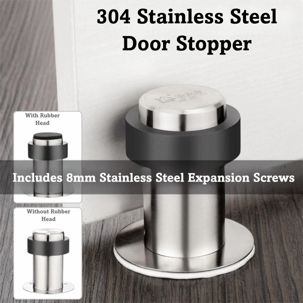 Rubber Door Protective Pad Stainless Steel Anti-collision Door Holder  Floor Door Stop