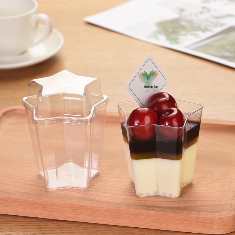 Disposable Star Mousse Cups with Lids and Spoons
