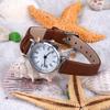 Exquisito Pequeño Sencillo Moda Mujer Reloj de Vestir Retro Cuero Mini Reloj de Pulsera (café)