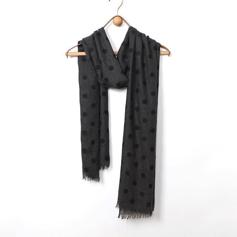 Cachecol com estampa de bolinhas – mistura de poliéster e algodão de cor pura