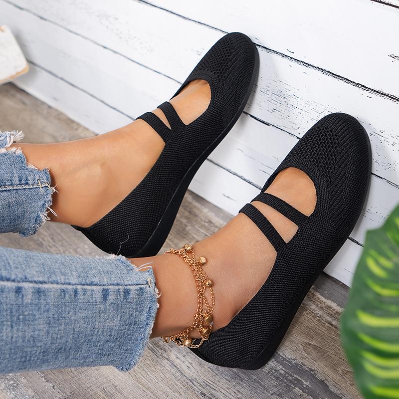 Fashion Summer Mesh Breathable Ballet Flat Shoes for Women Non-Slip Casual Shoes Solid Slip-On Comfort Ladies Footwear Women Sneakers