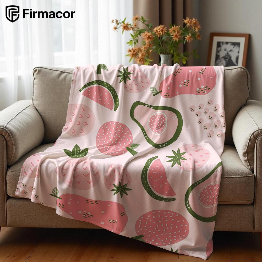 Pink Fruit Doodle Lightweight Microfiber Soft Christmas Fleece Blanket Warm Cozy Throw for Bed Sofa Office Travel All Season