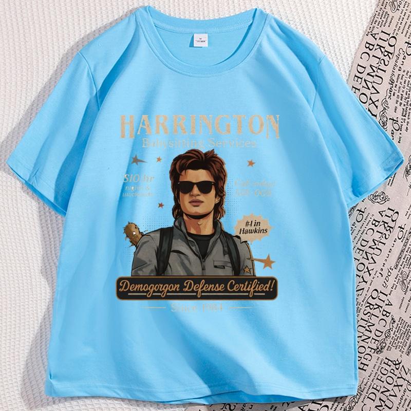 Babysitter Harrington T Shirt Short Sleeve Round Neck Mom of The Year St5 Stranger Movie T-shirt Cotton Oversized Streetwear