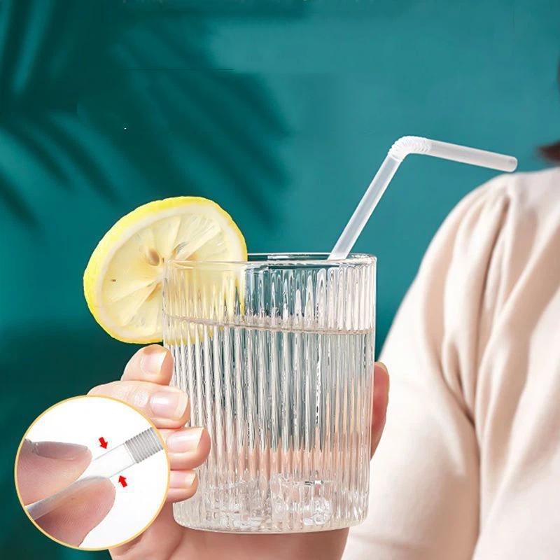 Food Grade 200 Disposable Straw Independent Packaging Transparent Tube Plastic Hose Straw