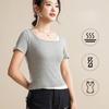 Trendy Womens Basic T-Shirts Round Necked Short Sleeve Summer Tops Slim Fit Tees Y2k Clothing Patchwork Classic-Fit Ribbed Knit Going Out Crop Tops
