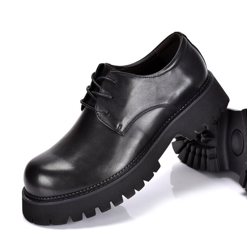 Spring Korean Style Genuine Leather Height-Increasing Thick Sole Formal & Casual Men s Shoes 42 чёрный