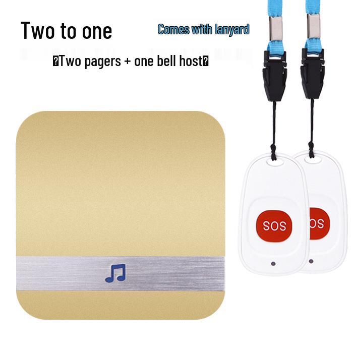 Elderly Wireless Emergency Call Button: Long-Range One-Button Doorbell for Patient Care Gold