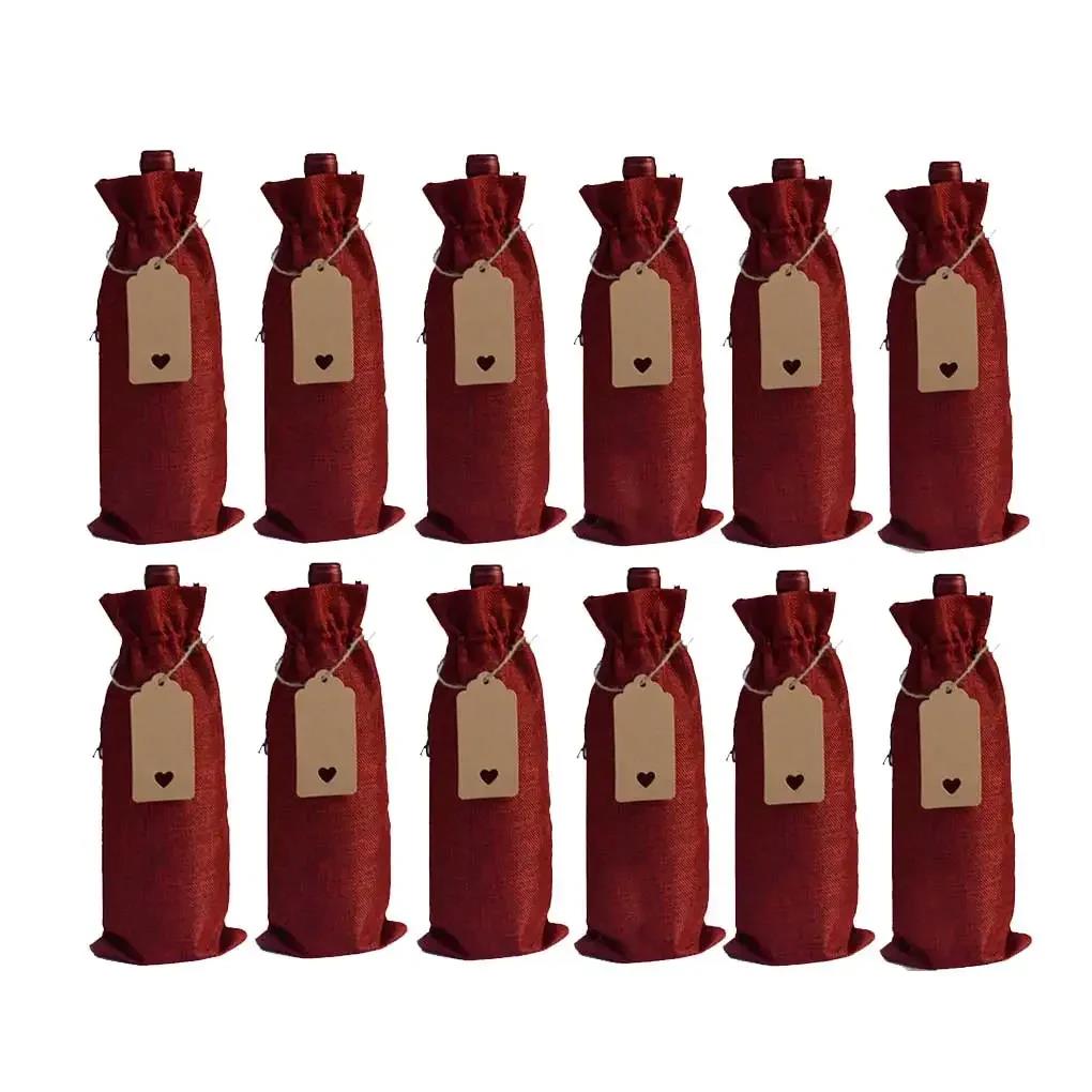

Набор подарочных пакетов для винных бутылок, 12 штук - Мешочки на шнурке для упаковки винных и кофейных бутылок 35x15x15cm вино красного
