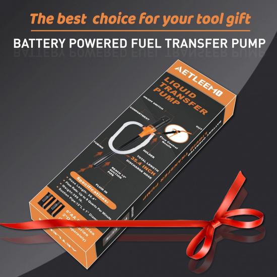 Battery Transfer Pump Portable Electric Siphon Pump For Gas Fuel Diesel Water 2.2 GPM With Extra Long Hose Flow Control Nozzle Quick Start Stop