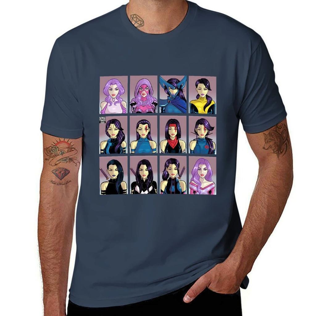 Psylocke Through The Ages Tshirt Basic Casual Short Sleeve Cotton Shirt