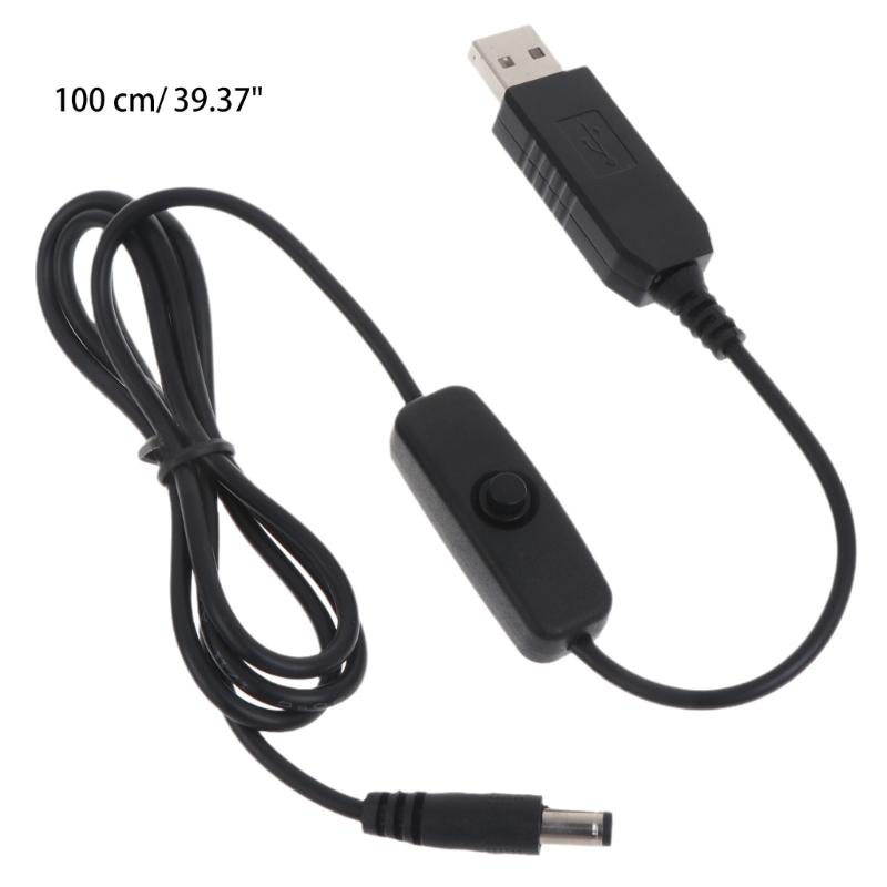 USB Power Boost Line 5V To 12V 5.5x2.1mm Cable with ON OFF Switch for Routers Speaker LED Strip Fan