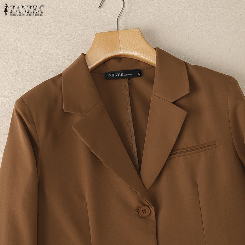 ZANZEA Womes Casual Lapel Autumn Long Sleeve Thin Cardigan Blazer