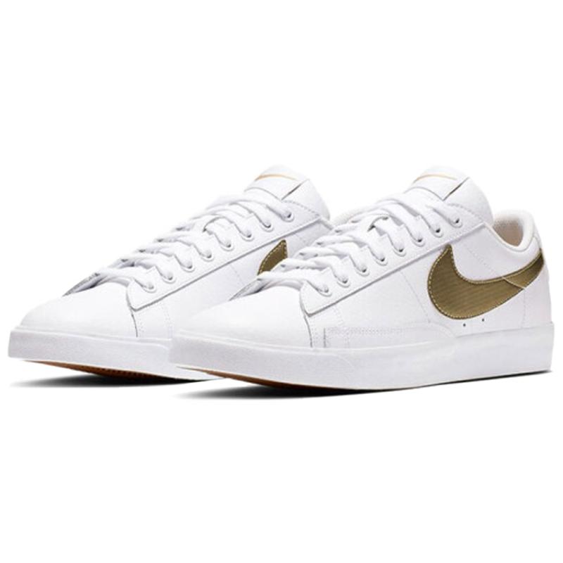 Nike Blazer Low Premium 'White Metallic Gold' Sneakers Skateboard Shoes BQ7460-101