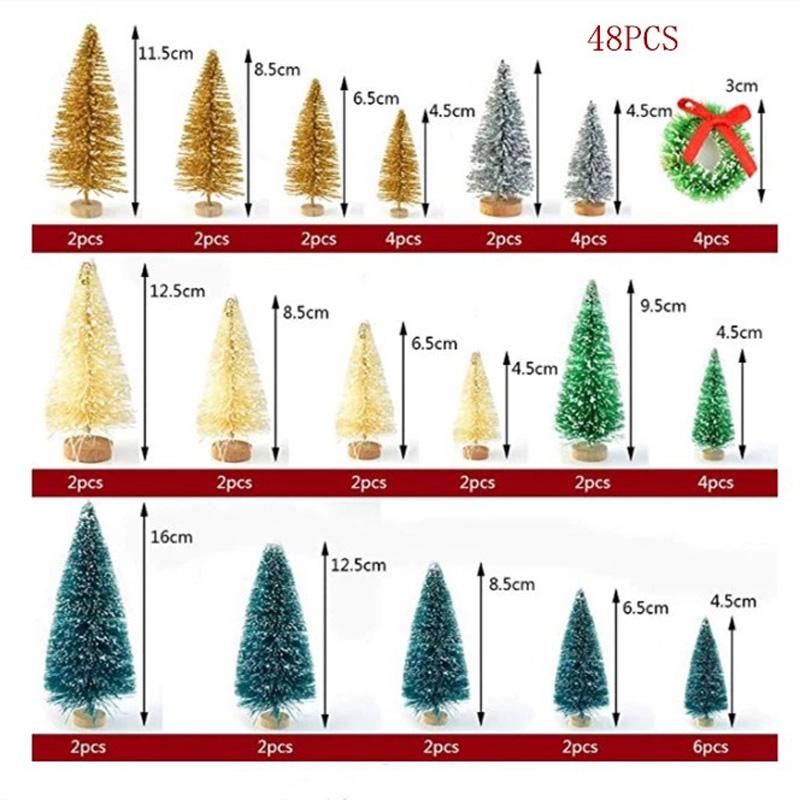 8/12pcs Mini Wooden Christmas Trees Artificial Christmas Tree For Xmas Tabletop Ornaments Christmas Decorations 2025 Navidad