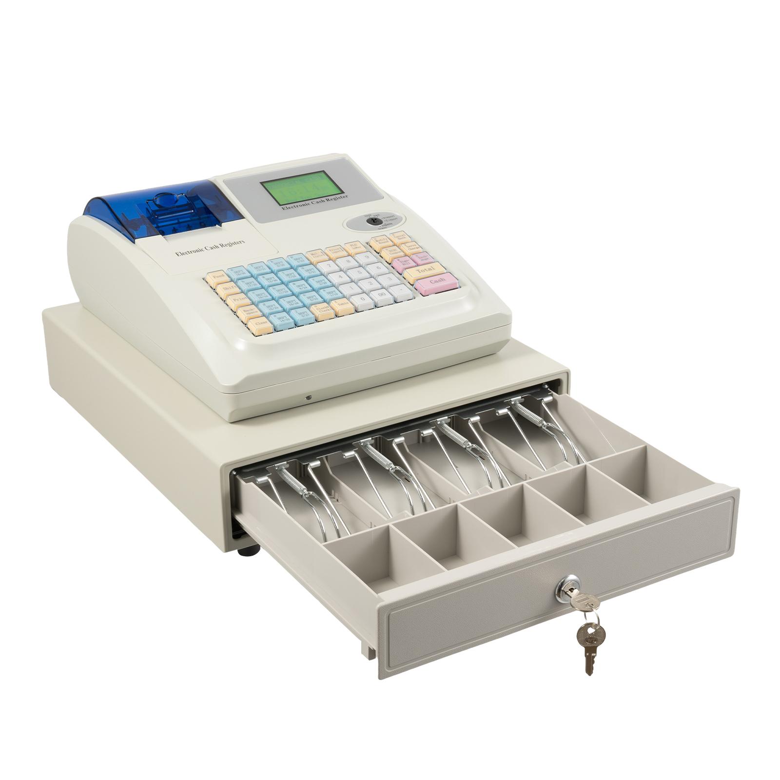 

Электронный кассовый аппарат 48 клавиш Система управления денежной наличностью с термопринтером Новый белый