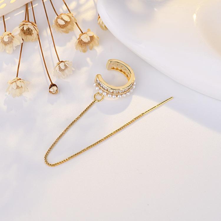 Clip d'oreille Câble d'oreille Chaîne à pampilles Tempérament Boucles d'oreilles Style Fille Hot Doux et Cool