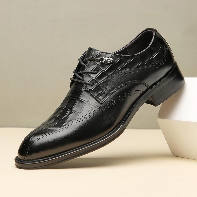 

Первый слой коровьей кожи, новые британские туфли-броги из натуральной кожи ручной работы, деловые туфли-дерби для мужчин 38 чёрный