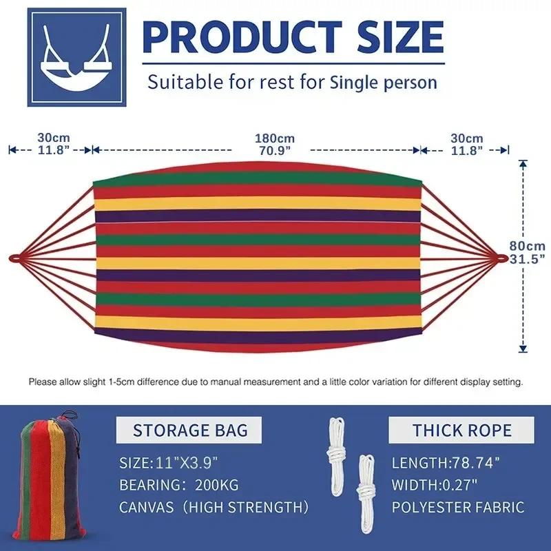 1 Stück Outdoor Canvas Hängematte Camping Schaukel Hängematte mit Baumseilen Tragfähig bis zu 200 kg Perfekt für Garten Terrasse Hinterhof