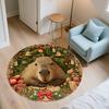 Christmas Capybara pattern round rug,Carpet Rug for Living Room Bedroom  Playroom ,Non-slip Floor Mat,Holiday Gifts and Birthday Gifts.