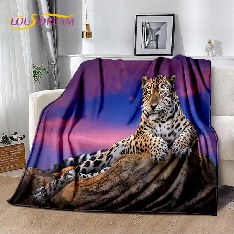 3D-Cartoon-Tiger, Wolf, Löwe, Leopard, Tier, Plüschdecke, Flanelldecke, Überwurf, Decke für Wohnzimmer, Schlafzimmer, Bett, Sofa, Picknick