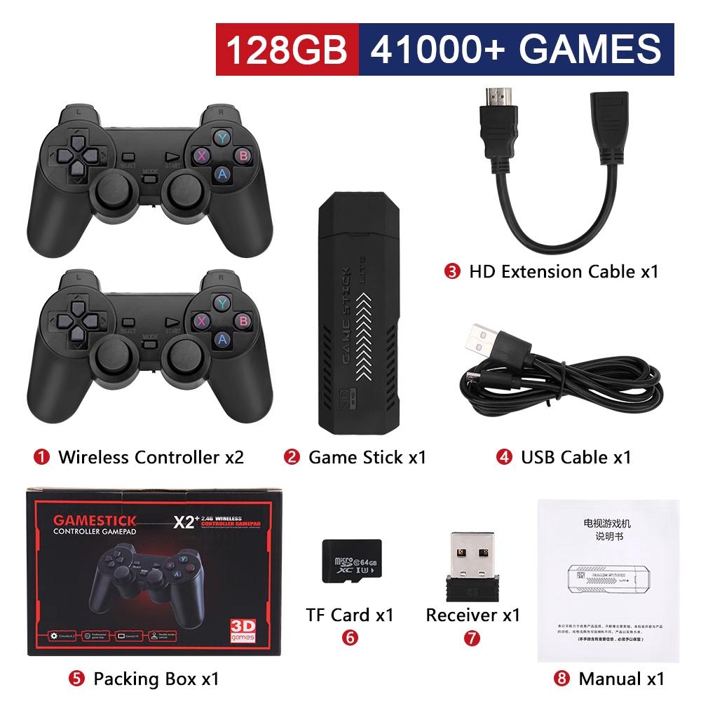 2026 X2 Plus 64GB Game GD10 Game Stick 3D HD Retro Video Game Console Wireless Controller TV Emulator for Christmas Gift