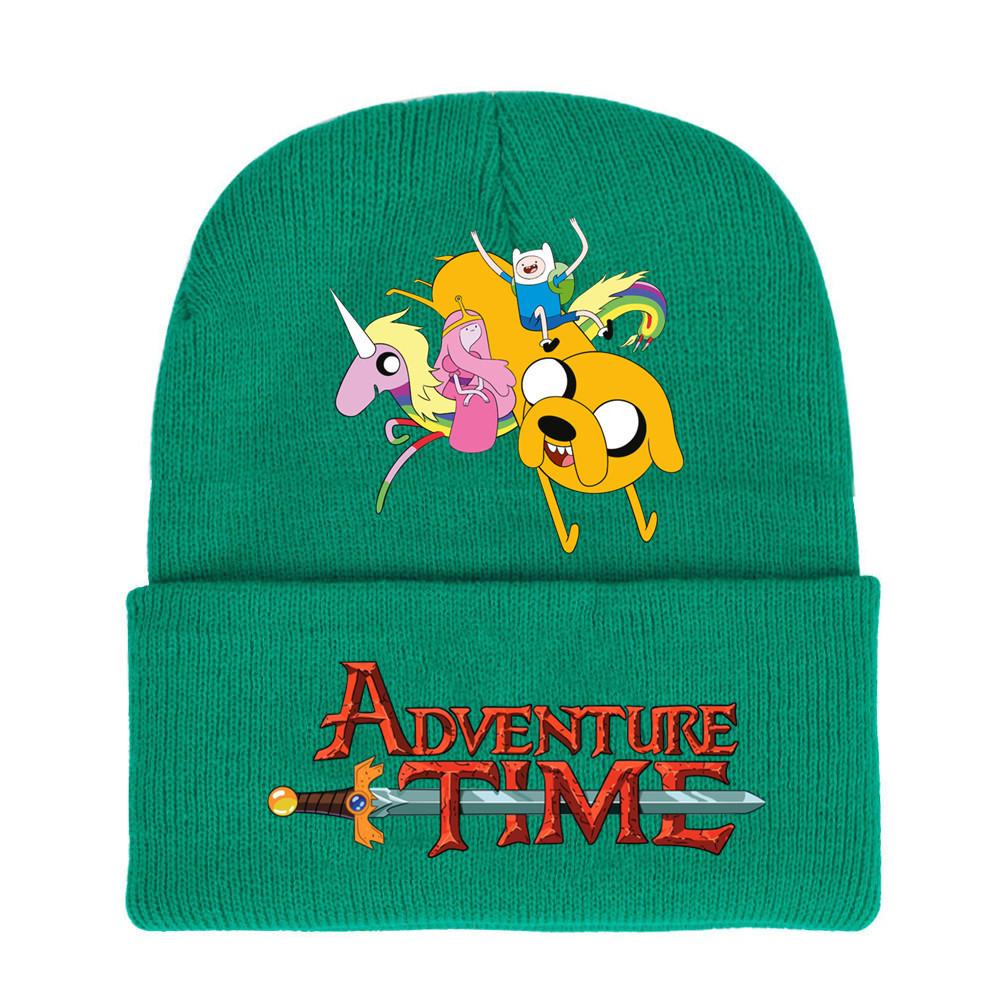 Adventure Time Cartoon Print Acrylic Knit Hat Winter Warm Unisex Beanie For Adults Teens