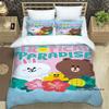 Sunflower Cartoon BROWN & FRIENDS Printed Bedding Set – Duvet Cover Set – A luxurious gift for teenage girls, suitable for doubl