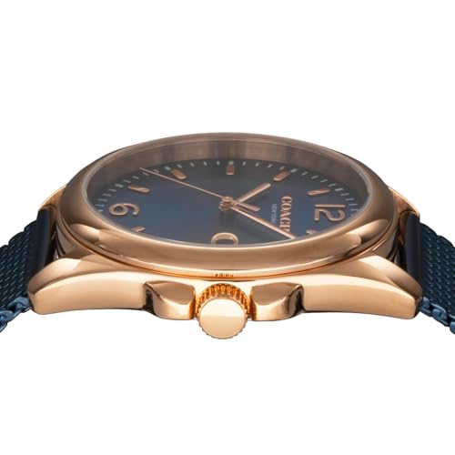 Coach Greyson Watch, 41mm, Men's, Navy, Blue Dial, Quartz Movement, Water Resistant, Mineral Glass, 14602620