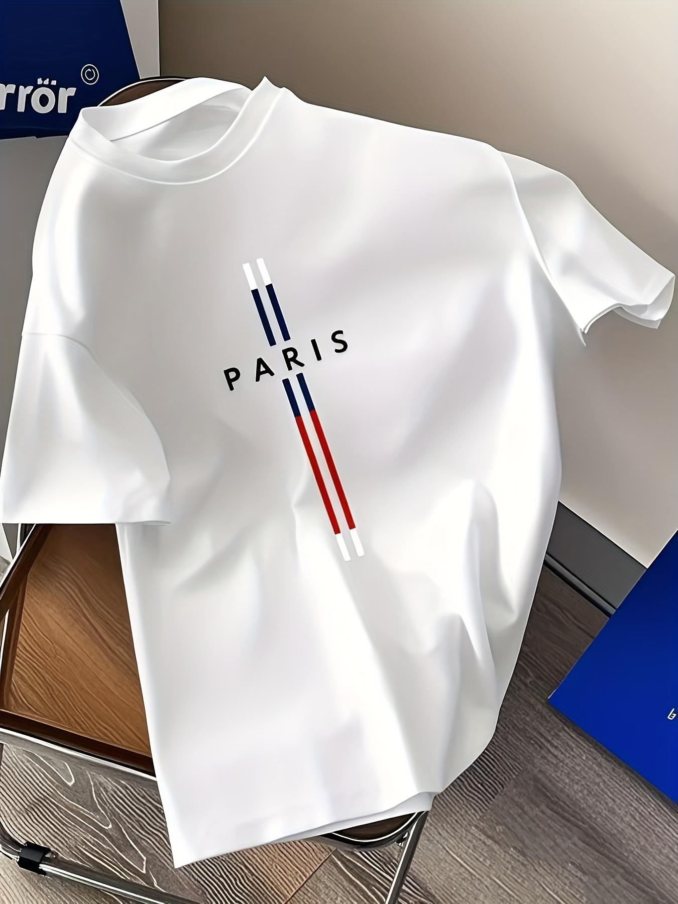 

Men S Casual Fashion T-Shirt with Paris Letter Logo - Whit XXL дубильная кора