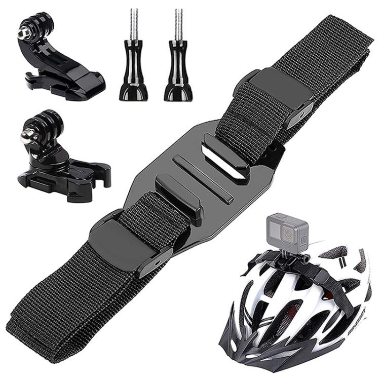 Universal Adjustable‑Strap Bike Helmet Camera Mount, 360° Swivel J‑Hook Bracket for GoPro Insta360 DJI Action Cameras