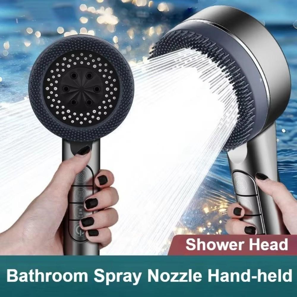 With Filter Shower Head One-Key Stop Water Massage Shower Head Rainfall  Bathroom Accessories