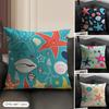 Cushion Cover Starfish Conch Breathable Linen Organic Fabric DoubleSided Printing Sofa Pillow Case Home Decor
