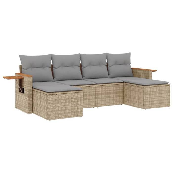 VidaXL Garden Lounge Set with Cushions 6 Pcs, Patio Sofas, Patio Furniture Set, Outdoor Furniture, Beige 3259462