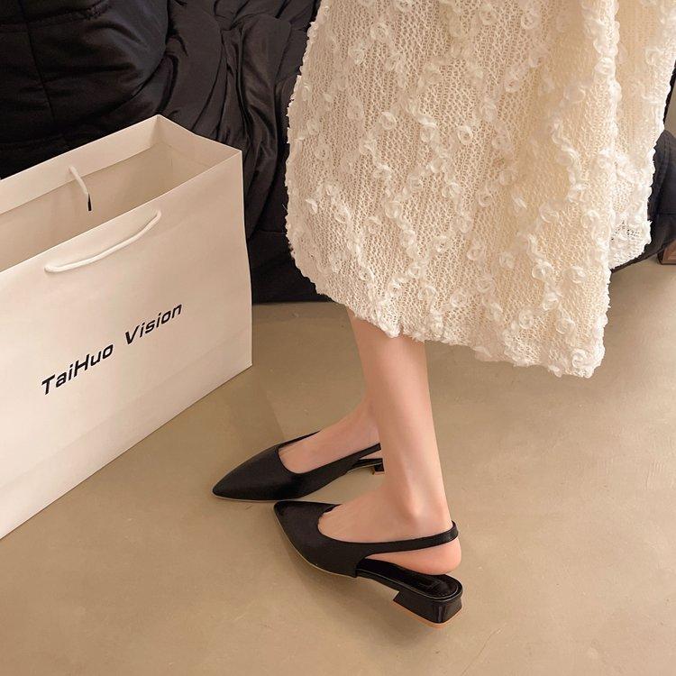 Women's Leather Pointed Toe Slingback Slip-on Flats Sandals Soft Comfortable Casual Female Summer Daily Footwear Shoes