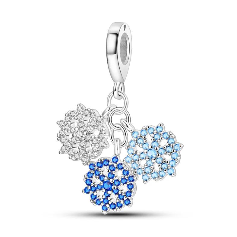 Original Copper Christmas Gift Snowflake Penguin Heart Beads Charms For Pan Bracelet Diy Women Jewellery